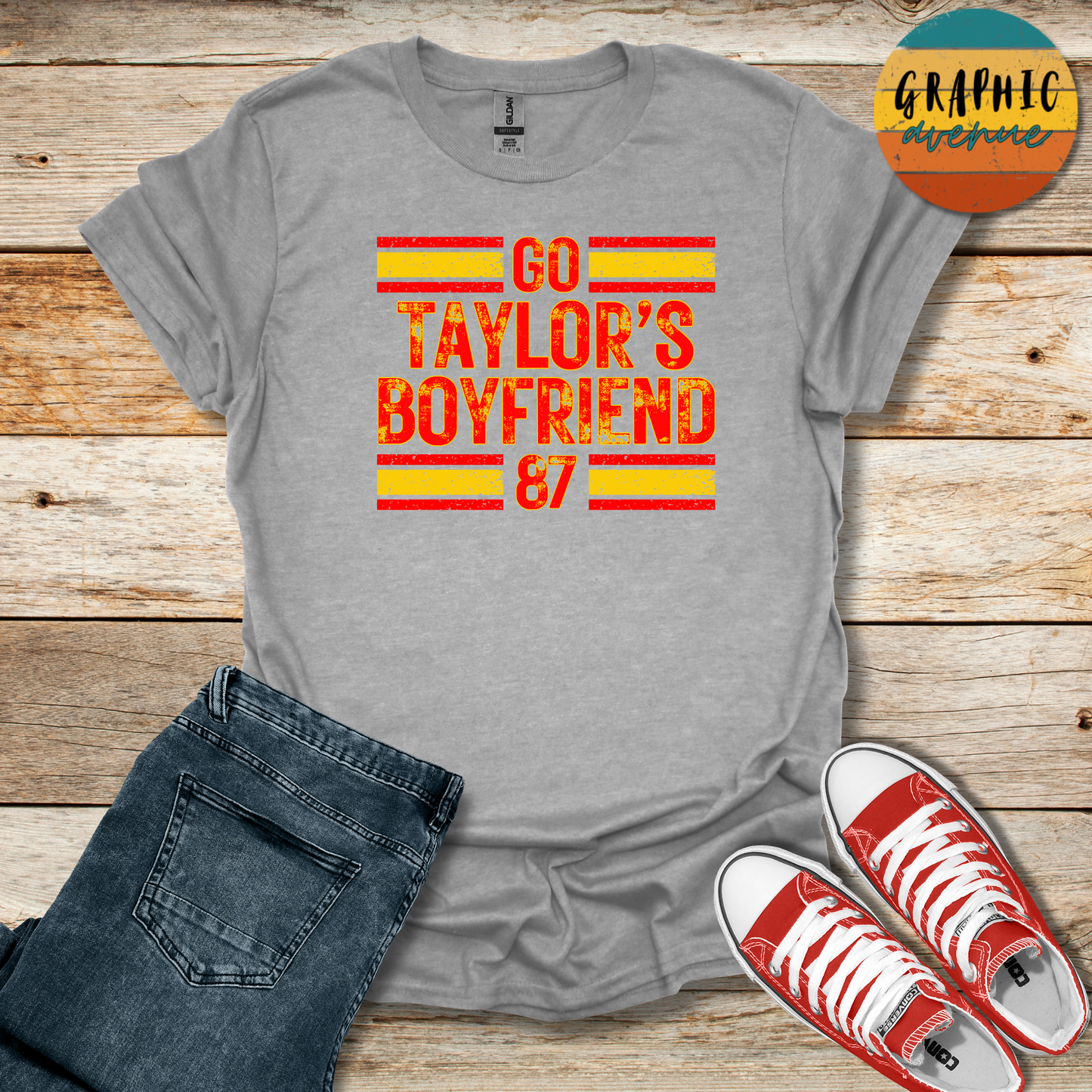 Go Taylor's Boyfriend Tee Shirt - Kansas City Chiefs - 5 Colors Available in Youth and Adult Sizes