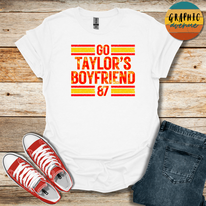 Go Taylor's Boyfriend Tee Shirt - Kansas City Chiefs - 5 Colors Available in Youth and Adult Sizes