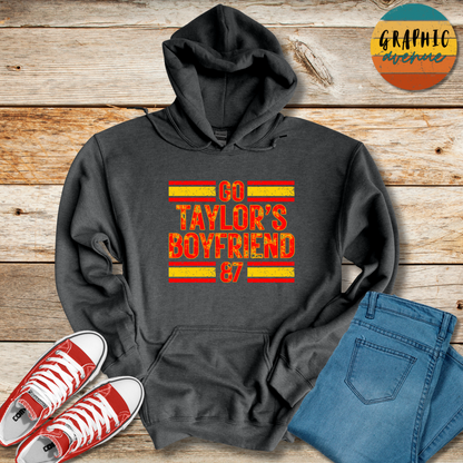 Go Taylor's Boyfriend  Hooded Sweatshirt - Kansas City Chiefs - 5 Colors Available in Youth and Adult Sizes