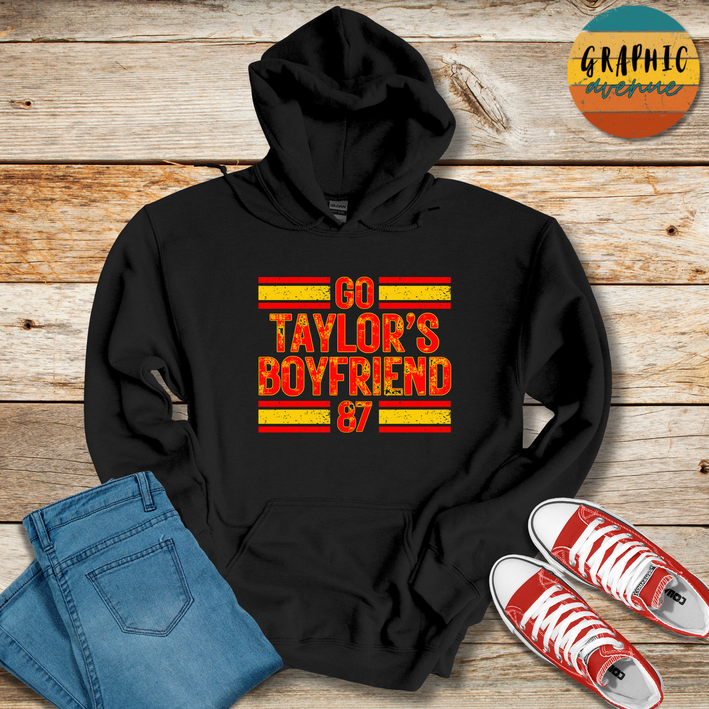 Go Taylor's Boyfriend  Hooded Sweatshirt - Kansas City Chiefs - 5 Colors Available in Youth and Adult Sizes