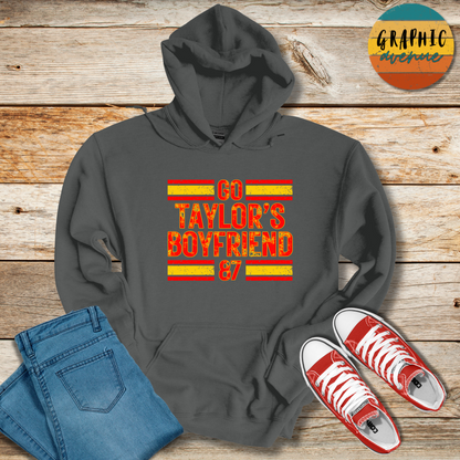 Go Taylor's Boyfriend  Hooded Sweatshirt - Kansas City Chiefs - 5 Colors Available in Youth and Adult Sizes