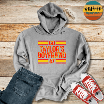 Go Taylor's Boyfriend  Hooded Sweatshirt - Kansas City Chiefs - 5 Colors Available in Youth and Adult Sizes