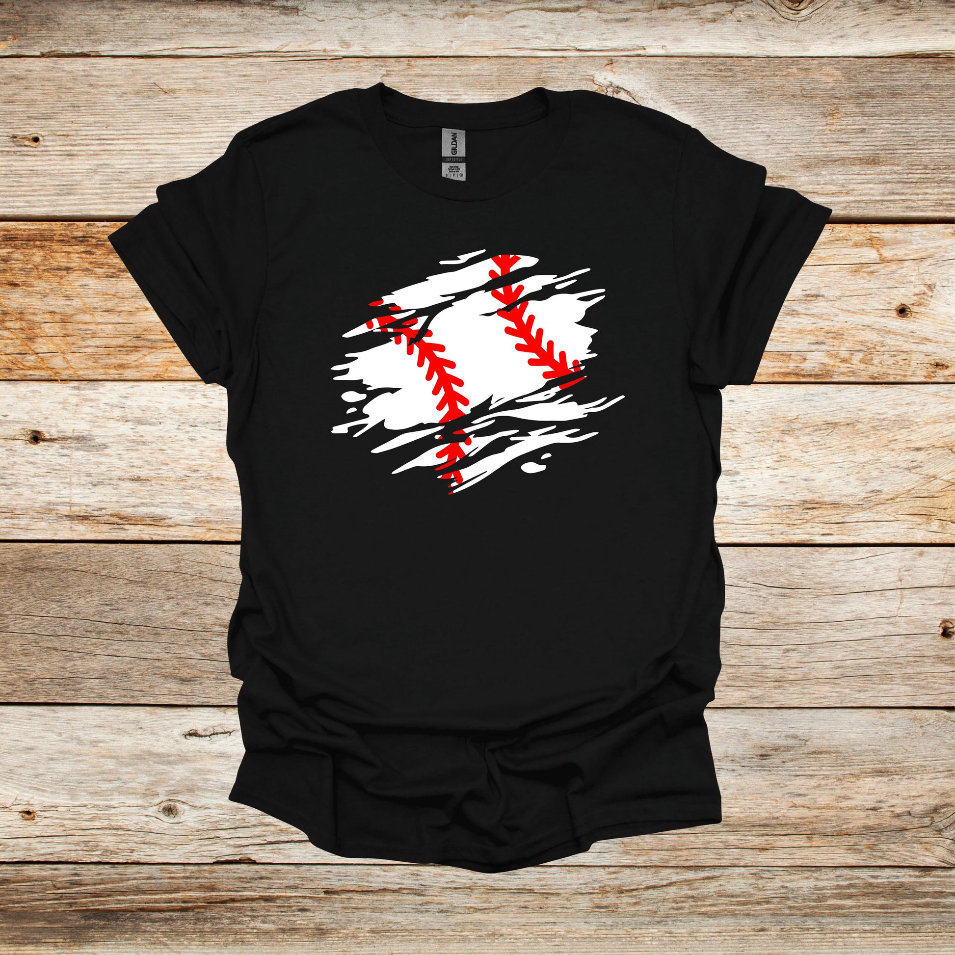 Baseball T-Shirt - Adult and Children's Tee Shirts - Sports T-Shirts Graphic Avenue Black Adult Small 