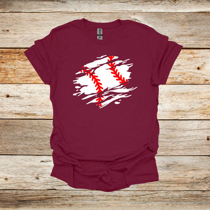 Baseball T-Shirt - Adult and Children's Tee Shirts - Sports T-Shirts Graphic Avenue Maroon Adult Small 