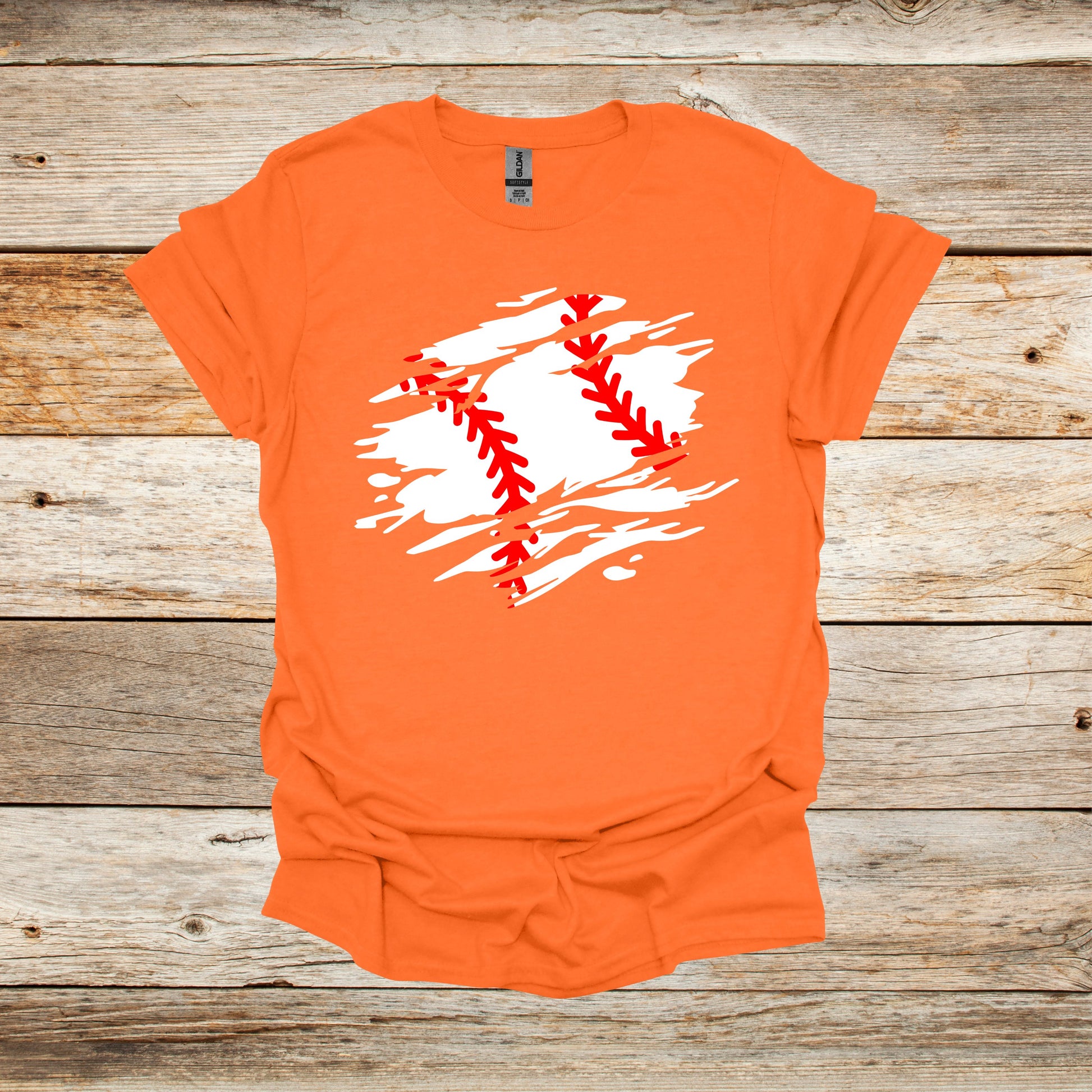 Baseball T-Shirt - Adult and Children's Tee Shirts - Sports T-Shirts Graphic Avenue Orange Adult Small 