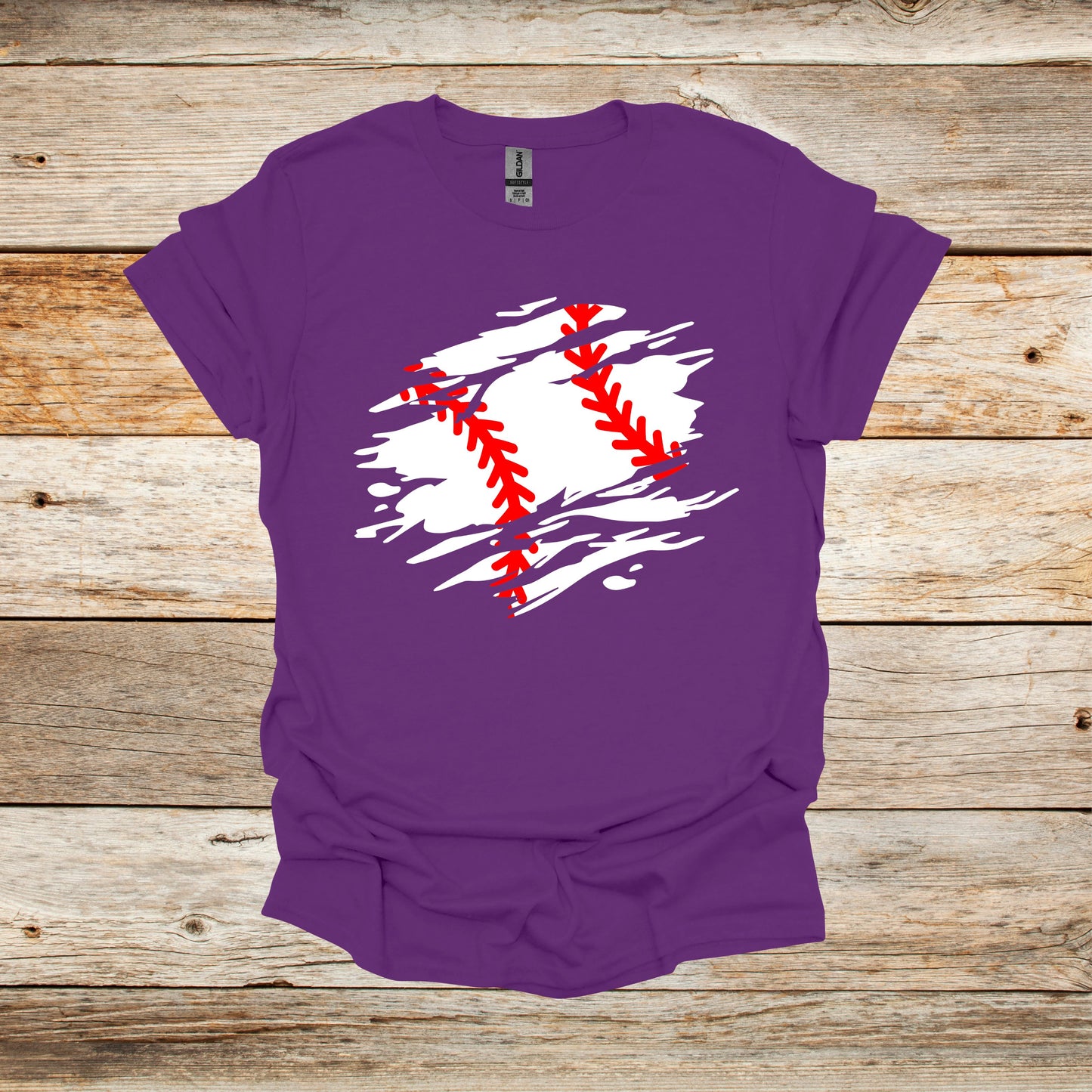 Baseball T-Shirt - Adult and Children's Tee Shirts - Sports T-Shirts Graphic Avenue Purple Adult Small 