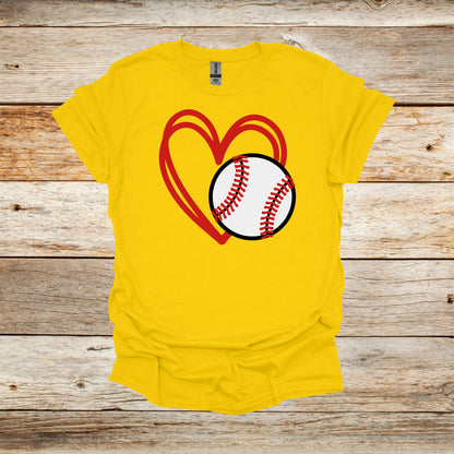 Baseball T-Shirt - Heart Baseball - Adult and Children's Tee Shirts - Sports T-Shirts Graphic Avenue Daisy Adult Small 