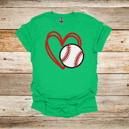 Baseball T-Shirt - Heart Baseball - Adult and Children's Tee Shirts - Sports T-Shirts Graphic Avenue Irish Green Adult Small 