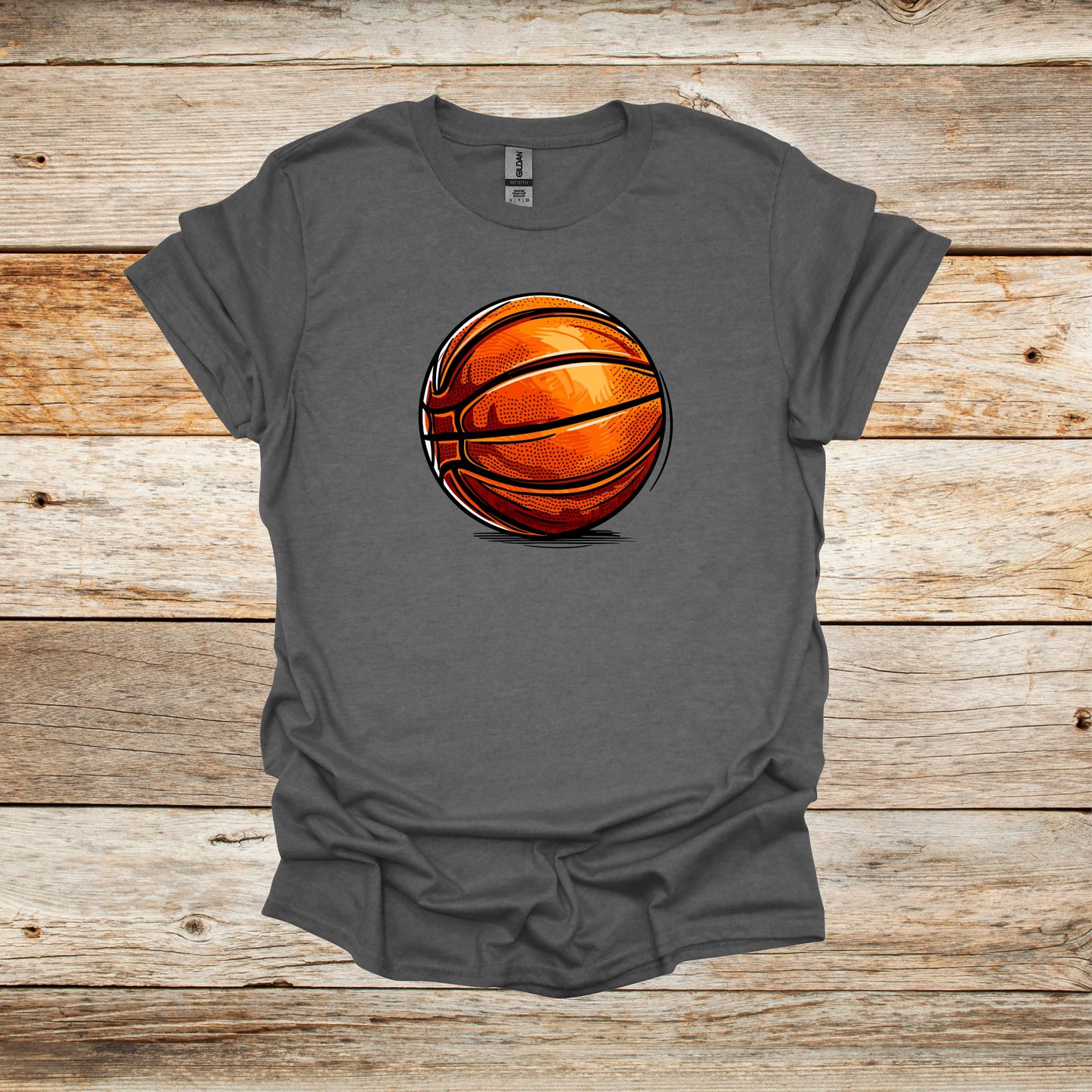 Basketball T-Shirt - Adult and Children's Tee Shirts - Sports T-Shirts Graphic Avenue Graphite Heather Adult Small 