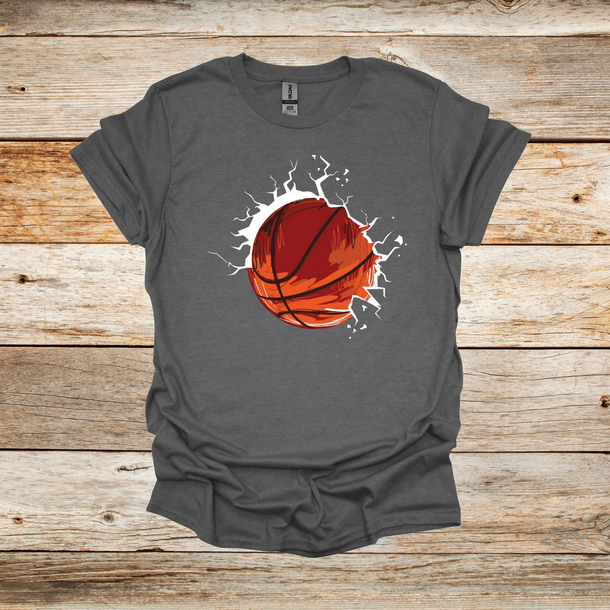 Basketball T-Shirt - Adult and Children's Tee Shirts - Sports T-Shirts Graphic Avenue Graphite Heather Adult Small 