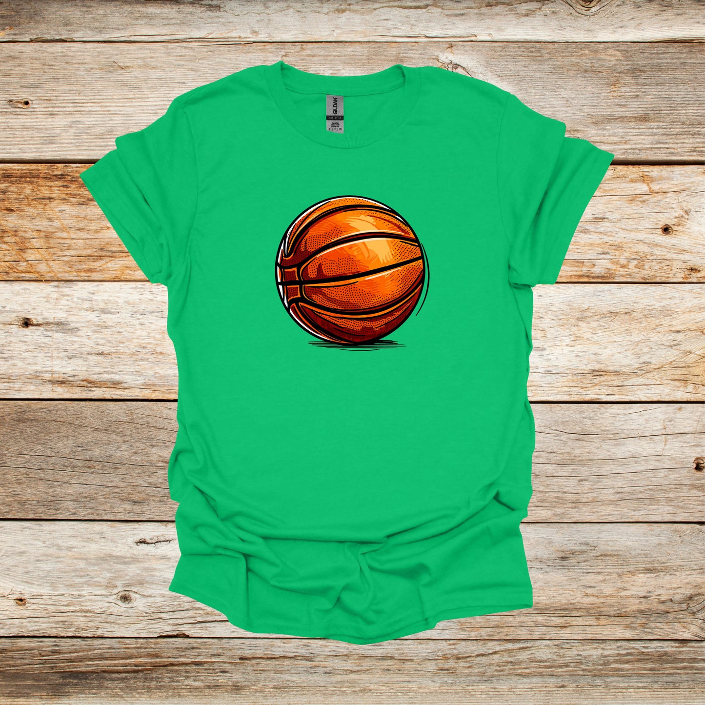 Basketball T-Shirt - Adult and Children's Tee Shirts - Sports T-Shirts Graphic Avenue Kelly Green Adult Small 