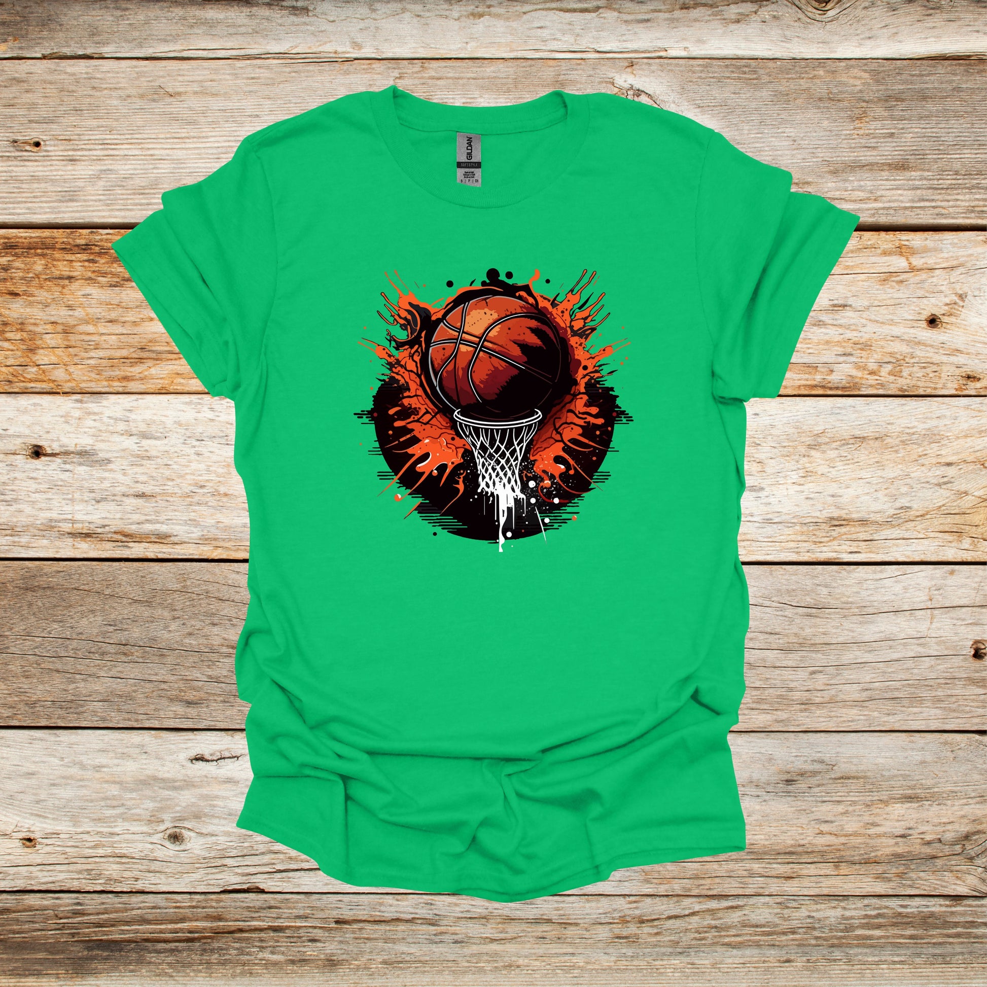 Basketball T-Shirt - Adult and Children's Tee Shirts - Sports T-Shirts Graphic Avenue Kelly Green Adult Small 