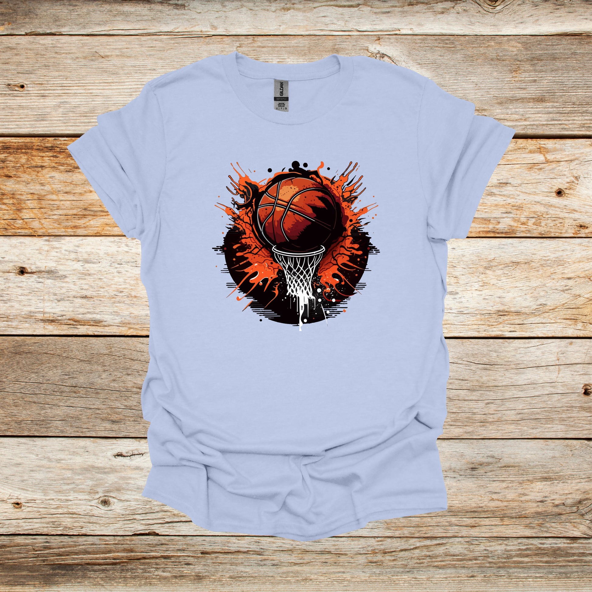 Basketball T-Shirt - Adult and Children's Tee Shirts - Sports T-Shirts Graphic Avenue Light Blue Adult Small 