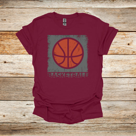 Basketball T-Shirt - Adult and Children's Tee Shirts - Sports T-Shirts Graphic Avenue Maroon Adult Small 