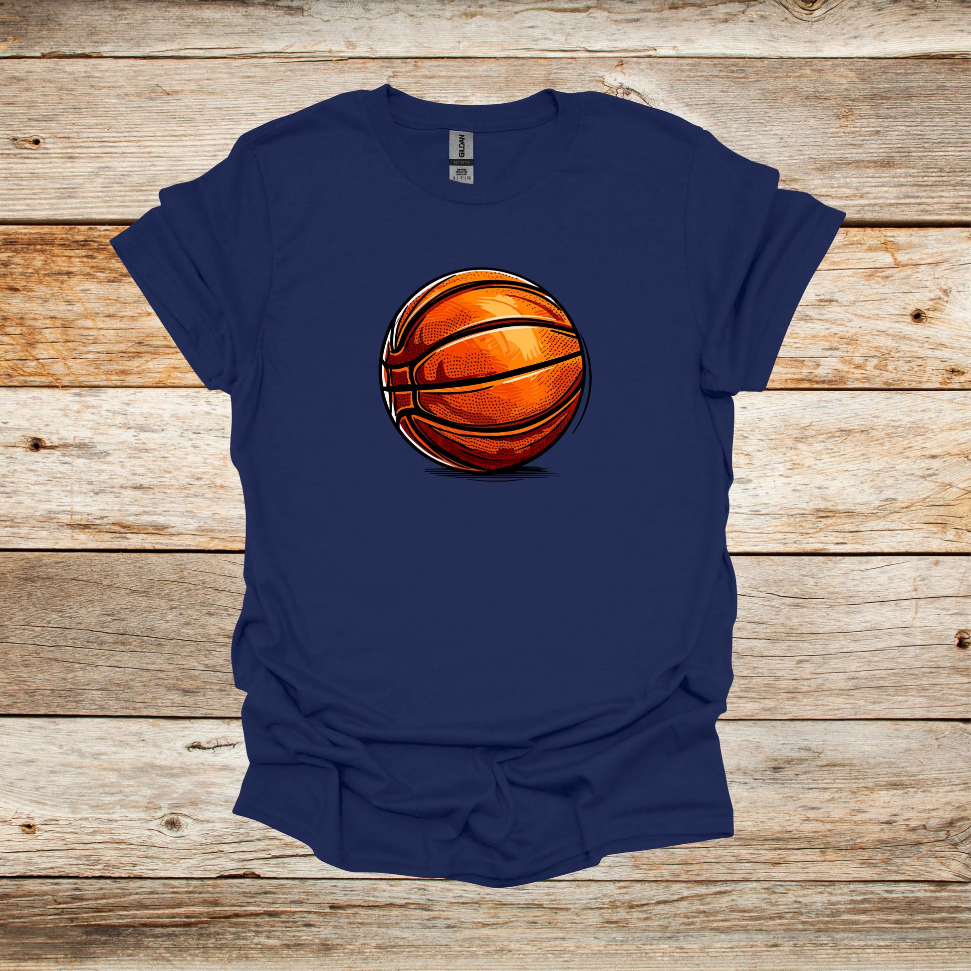 Basketball T-Shirt - Adult and Children's Tee Shirts - Sports T-Shirts Graphic Avenue Navy Adult Small 