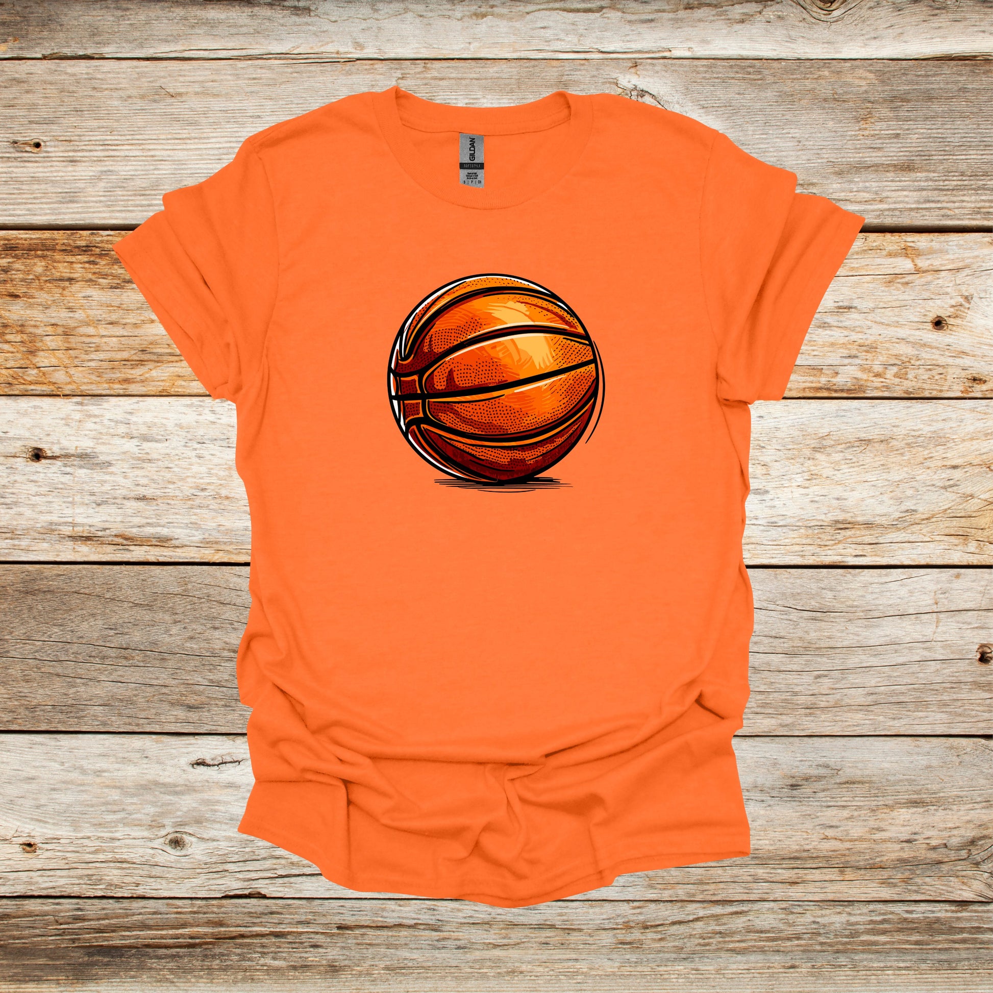 Basketball T-Shirt - Adult and Children's Tee Shirts - Sports T-Shirts Graphic Avenue Orange Adult Small 