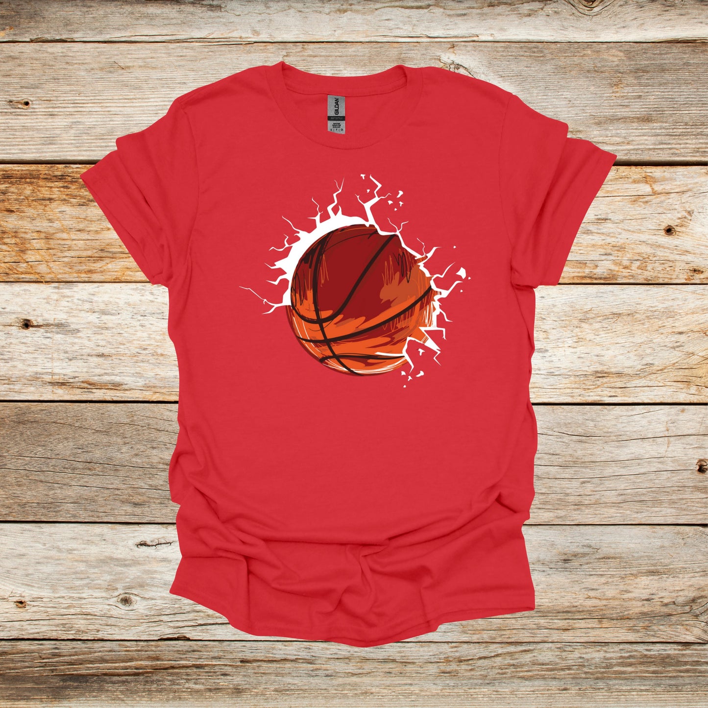 Basketball T-Shirt - Adult and Children's Tee Shirts - Sports T-Shirts Graphic Avenue Red Adult Small 