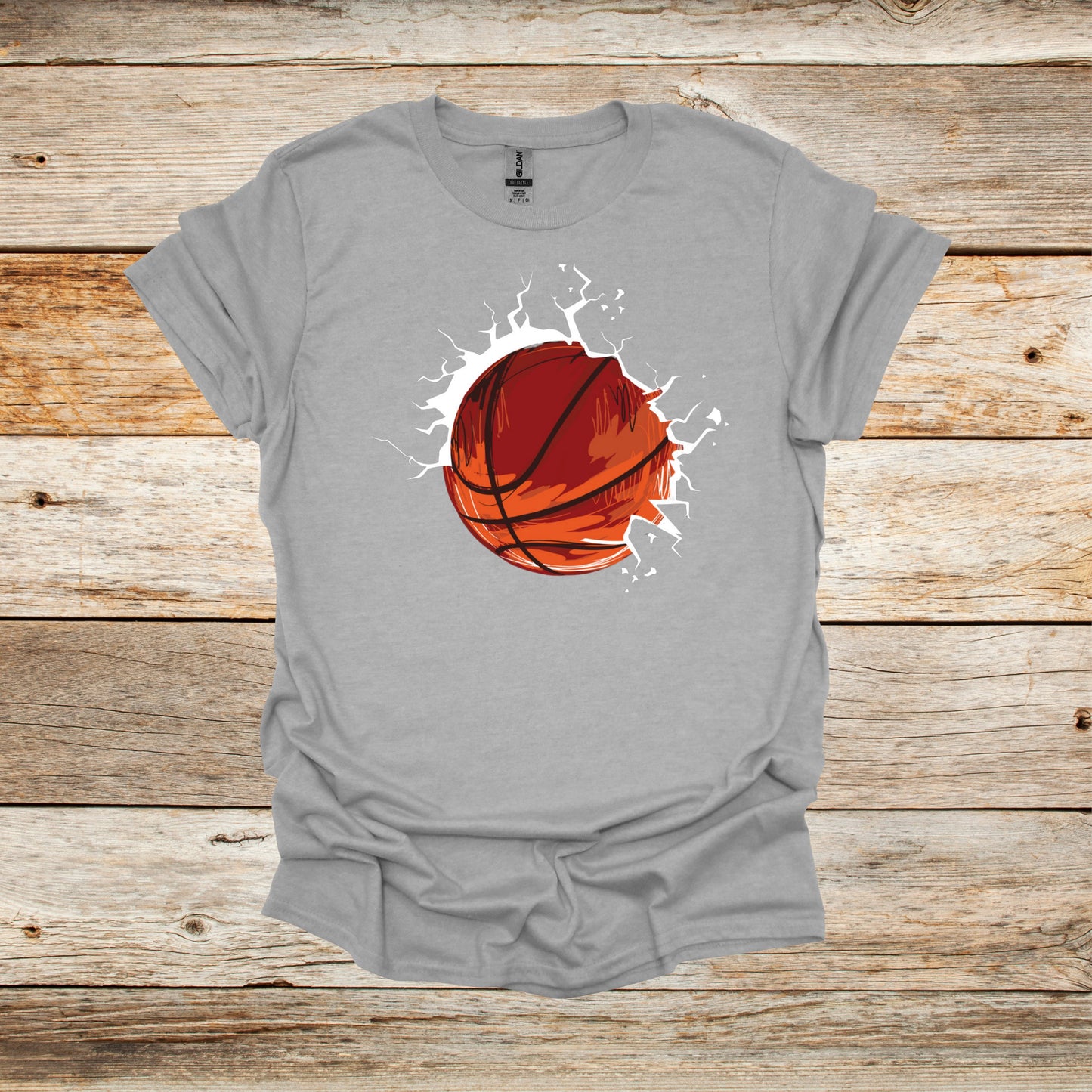 Basketball T-Shirt - Adult and Children's Tee Shirts - Sports T-Shirts Graphic Avenue Sport Grey Adult Small 