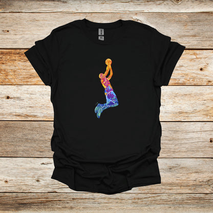 Basketball T-Shirt - Jump Shot - Adult and Children's Tee Shirts - Sports T-Shirts Graphic Avenue Black Adult Small 