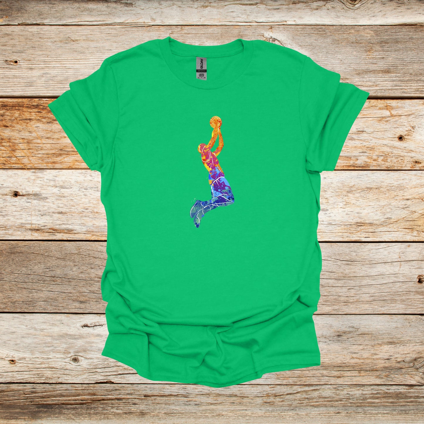 Basketball T-Shirt - Jump Shot - Adult and Children's Tee Shirts - Sports T-Shirts Graphic Avenue Kelly Green Adult Small 