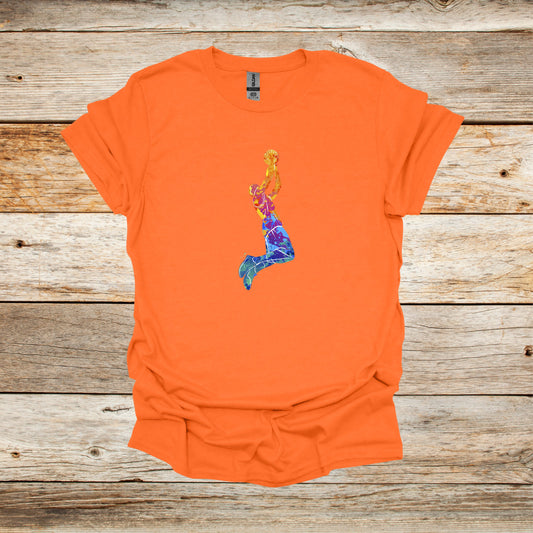 Basketball T-Shirt - Jump Shot - Adult and Children's Tee Shirts - Sports T-Shirts Graphic Avenue Orange Adult Small 