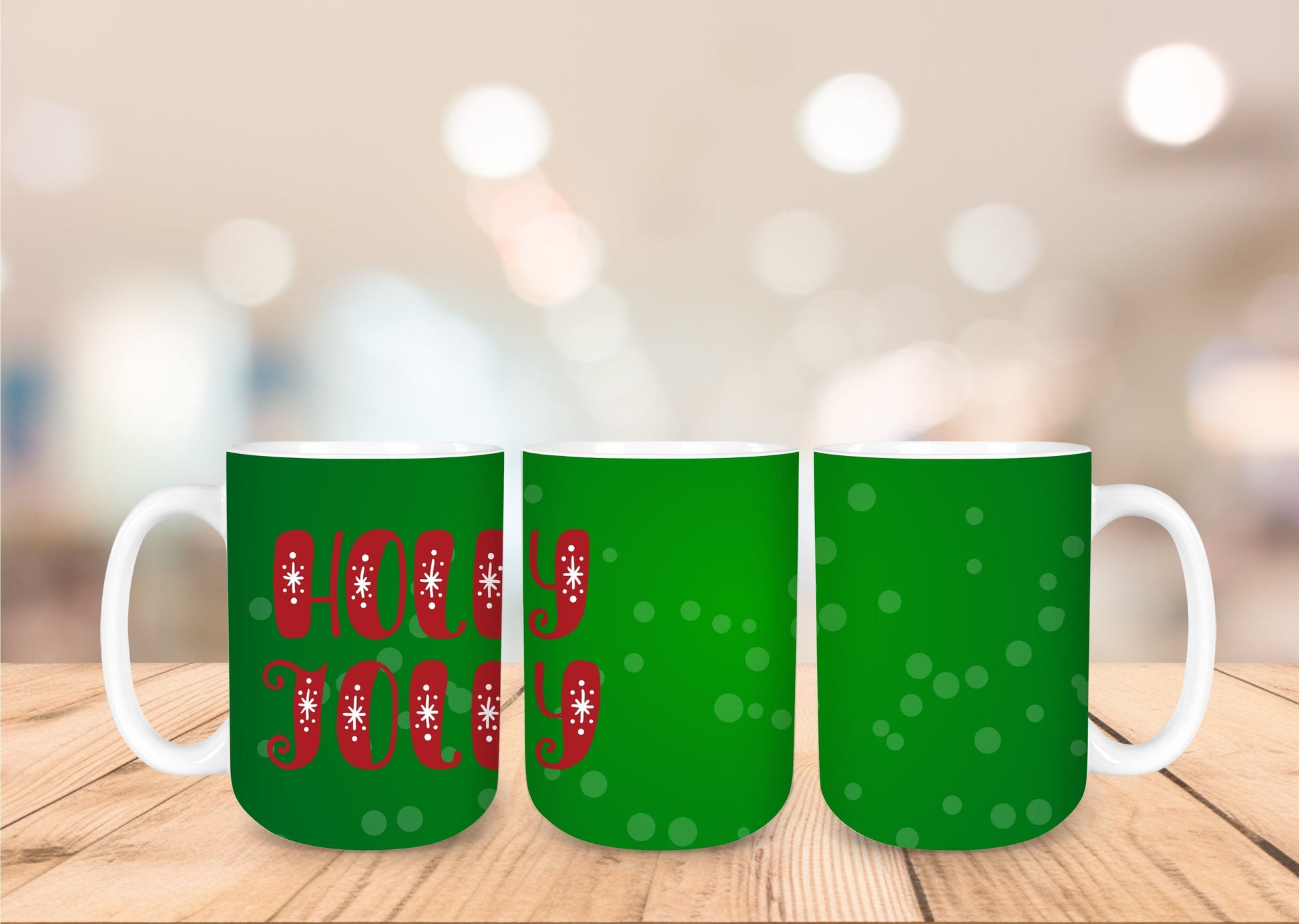 Christmas 15oz Coffee Mug - 15 Designs to Choose From 15oz Coffee Mug Graphic Avenue Holly Jolly Green 