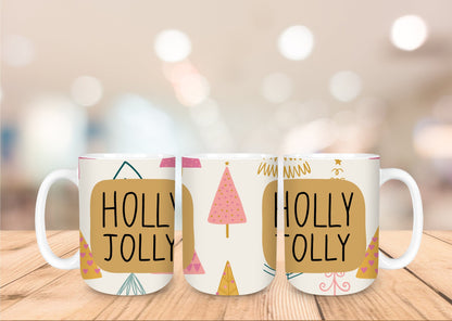 Christmas 15oz Coffee Mug - 15 Designs to Choose From 15oz Coffee Mug Graphic Avenue Holly Jolly Trees 