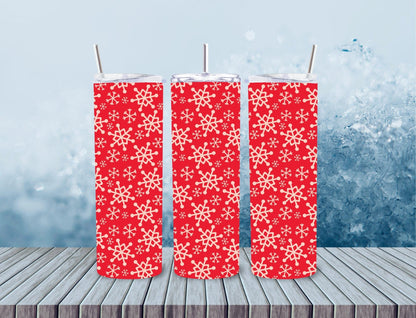 Christmas 20oz Skinny Tumbler - 15 Designs to Choose From 20oz Skinny Tumbler Graphic Avenue Red Snowflakes 