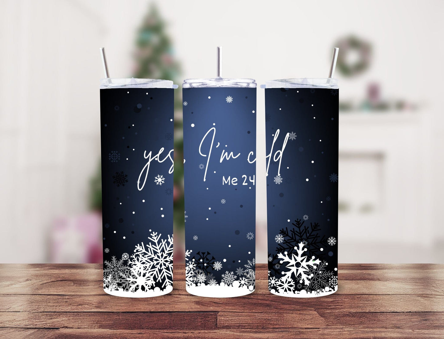 Christmas 20oz Skinny Tumbler - 15 Designs to Choose From 20oz Skinny Tumbler Graphic Avenue Yes I'm Cold 