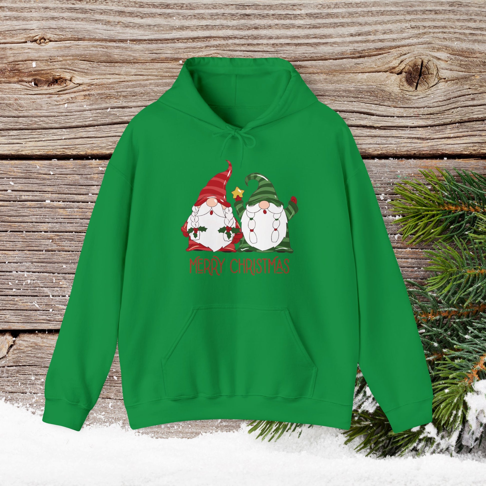 Christmas Hoodie - Gnome Merry Christmas - Cute Christmas Shirts - Youth and Adult Christmas Hooded Sweatshirt Hooded Sweatshirt Graphic Avenue Green Adult Small 