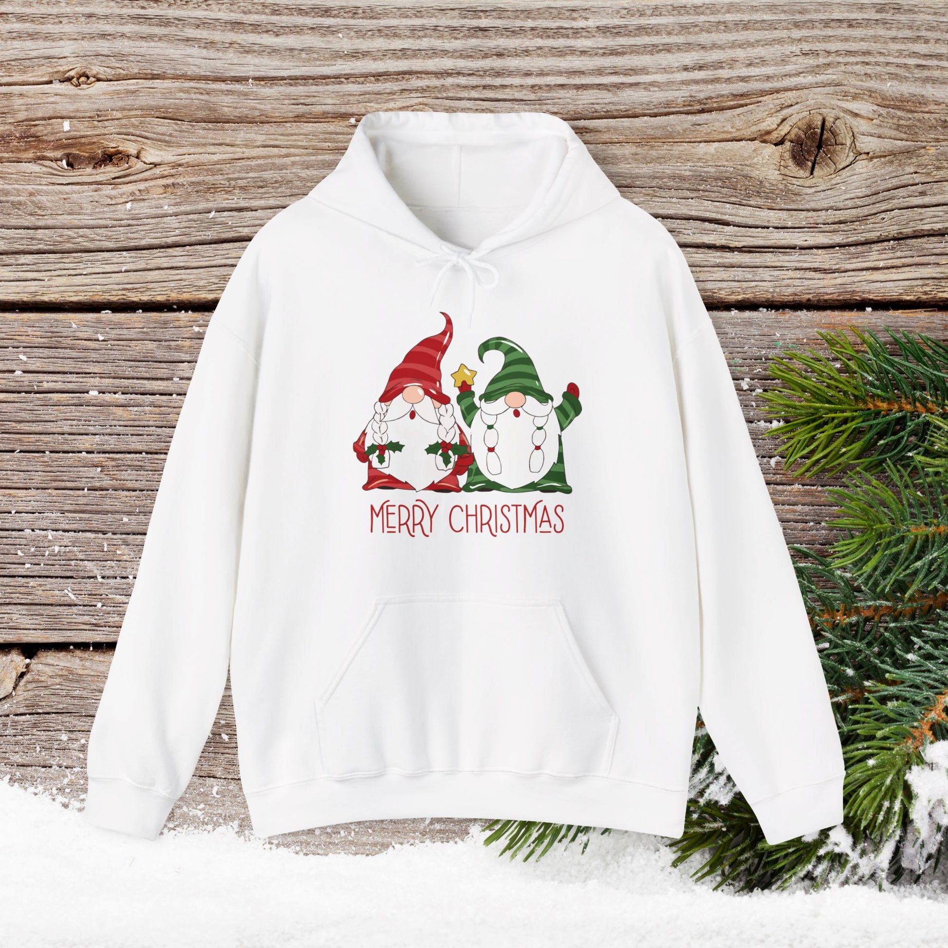 Christmas Hoodie - Gnome Merry Christmas - Cute Christmas Shirts - Youth and Adult Christmas Hooded Sweatshirt Hooded Sweatshirt Graphic Avenue White Adult Small 