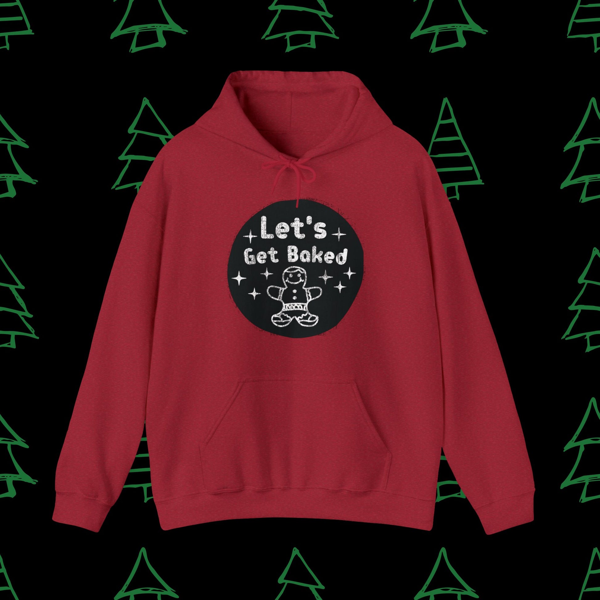Christmas Hoodie - Let's Get Baked - Mens Christmas Shirts - Adult Christmas Hooded Sweatshirt Hooded Sweatshirt Graphic Avenue Antique Cherry Red Adult Small 