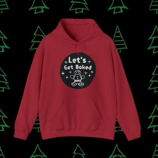 Christmas Hoodie - Let's Get Baked - Mens Christmas Shirts - Adult Christmas Hooded Sweatshirt Hooded Sweatshirt Graphic Avenue Antique Cherry Red Adult Small 