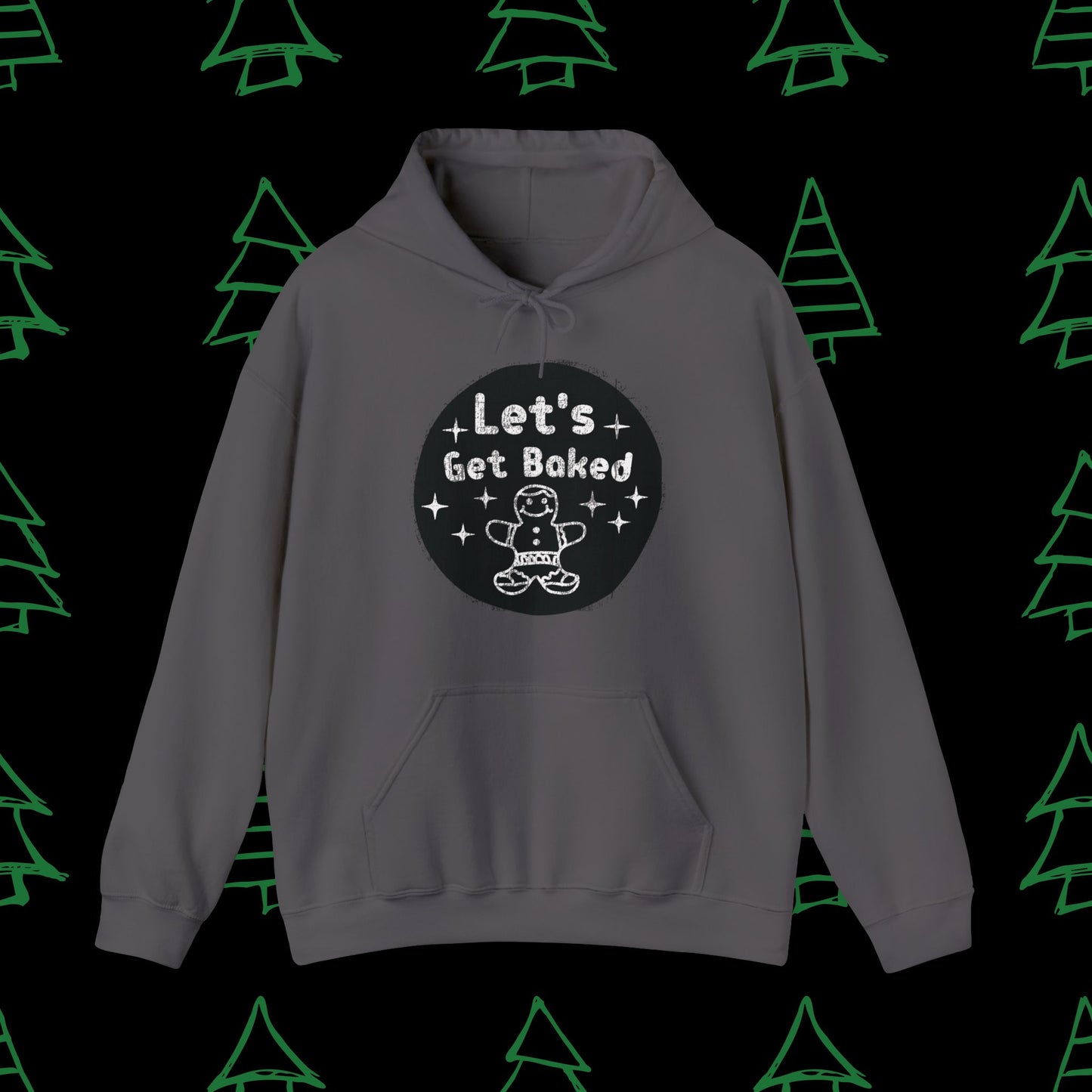 Christmas Hoodie - Let's Get Baked - Mens Christmas Shirts - Adult Christmas Hooded Sweatshirt Hooded Sweatshirt Graphic Avenue Charcoal Adult Small 