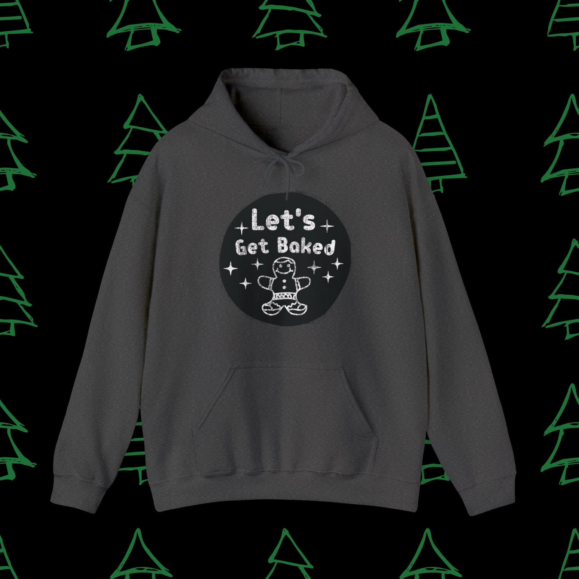 Christmas Hoodie - Let's Get Baked - Mens Christmas Shirts - Adult Christmas Hooded Sweatshirt Hooded Sweatshirt Graphic Avenue Dark Heather Adult Small 