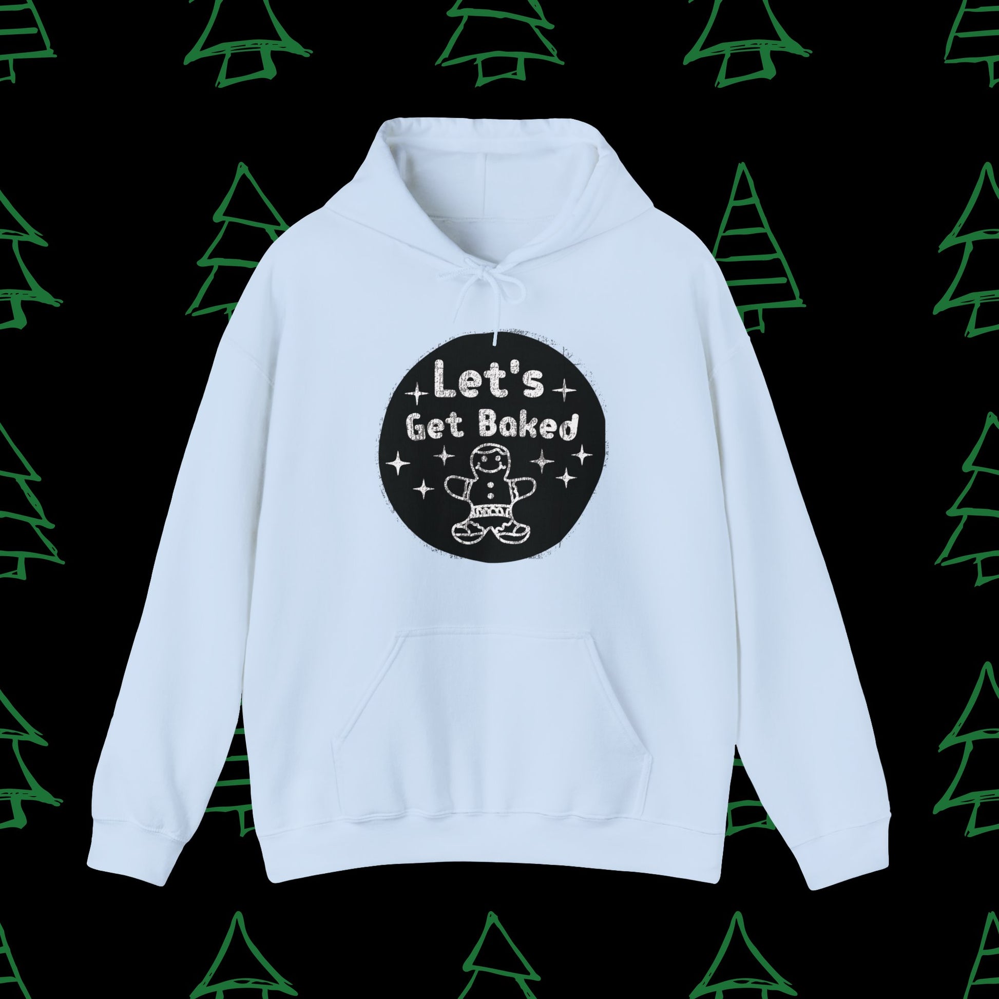 Christmas Hoodie - Let's Get Baked - Mens Christmas Shirts - Adult Christmas Hooded Sweatshirt Hooded Sweatshirt Graphic Avenue Light Blue Adult Small 
