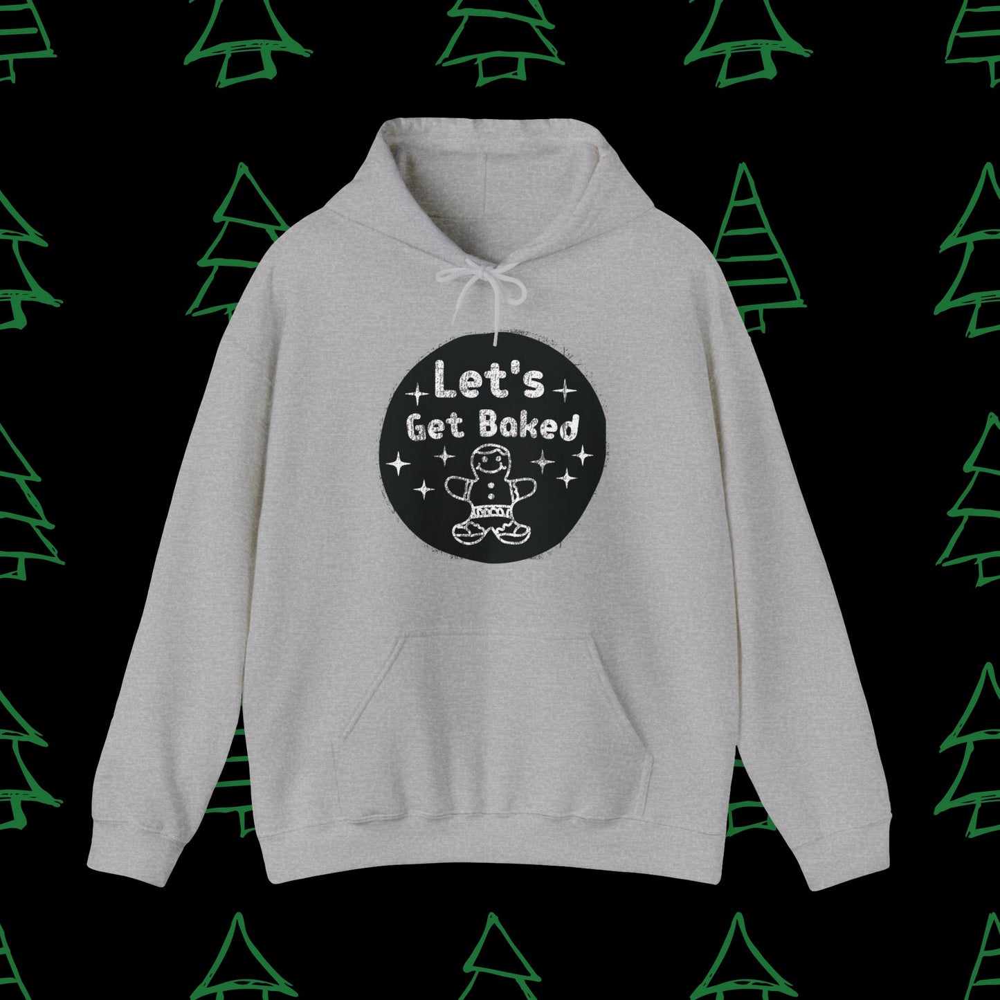 Christmas Hoodie - Let's Get Baked - Mens Christmas Shirts - Adult Christmas Hooded Sweatshirt Hooded Sweatshirt Graphic Avenue Sport Grey Adult Small 