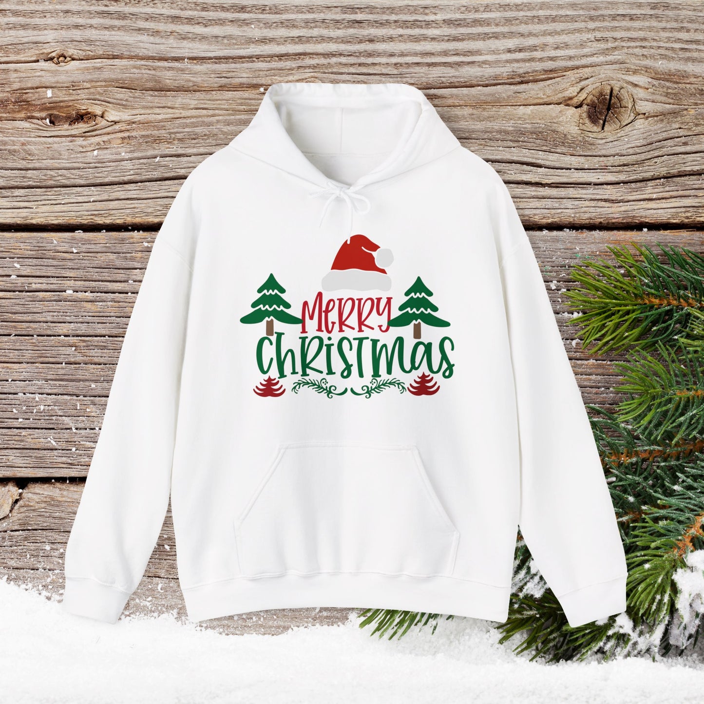 Christmas Hoodie - Merry Christmas - Cute Christmas Shirts - Youth and Adult Christmas Hooded Sweatshirt Hooded Sweatshirt Graphic Avenue White Adult Small 