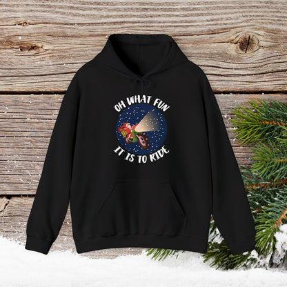Christmas Hoodie - Oh What Fun It Is To Ride - Mens and Boys Christmas Shirts - Youth and Adult Christmas Hooded Sweatshirt Hooded Sweatshirt Graphic Avenue Black Adult Small 