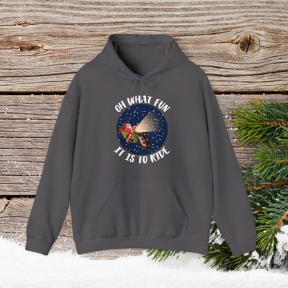 Christmas Hoodie - Oh What Fun It Is To Ride - Mens and Boys Christmas Shirts - Youth and Adult Christmas Hooded Sweatshirt Hooded Sweatshirt Graphic Avenue Charcoal Adult Small 
