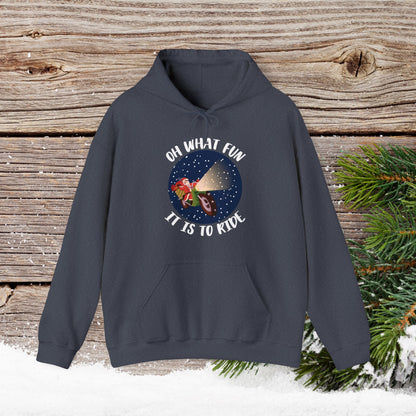Christmas Hoodie - Oh What Fun It Is To Ride - Mens and Boys Christmas Shirts - Youth and Adult Christmas Hooded Sweatshirt Hooded Sweatshirt Graphic Avenue Heather Navy Adult Small 
