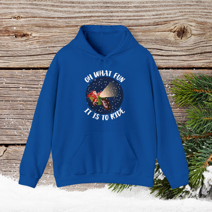 Christmas Hoodie - Oh What Fun It Is To Ride - Mens and Boys Christmas Shirts - Youth and Adult Christmas Hooded Sweatshirt Hooded Sweatshirt Graphic Avenue Royal Adult Small 