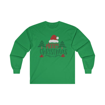Christmas Long Sleeve T-Shirt - Merry Christmas - Cute Christmas Shirts - Youth and Adult Christmas Long Sleeve TShirts Long Sleeve T-Shirts Graphic Avenue Green Adult Small 