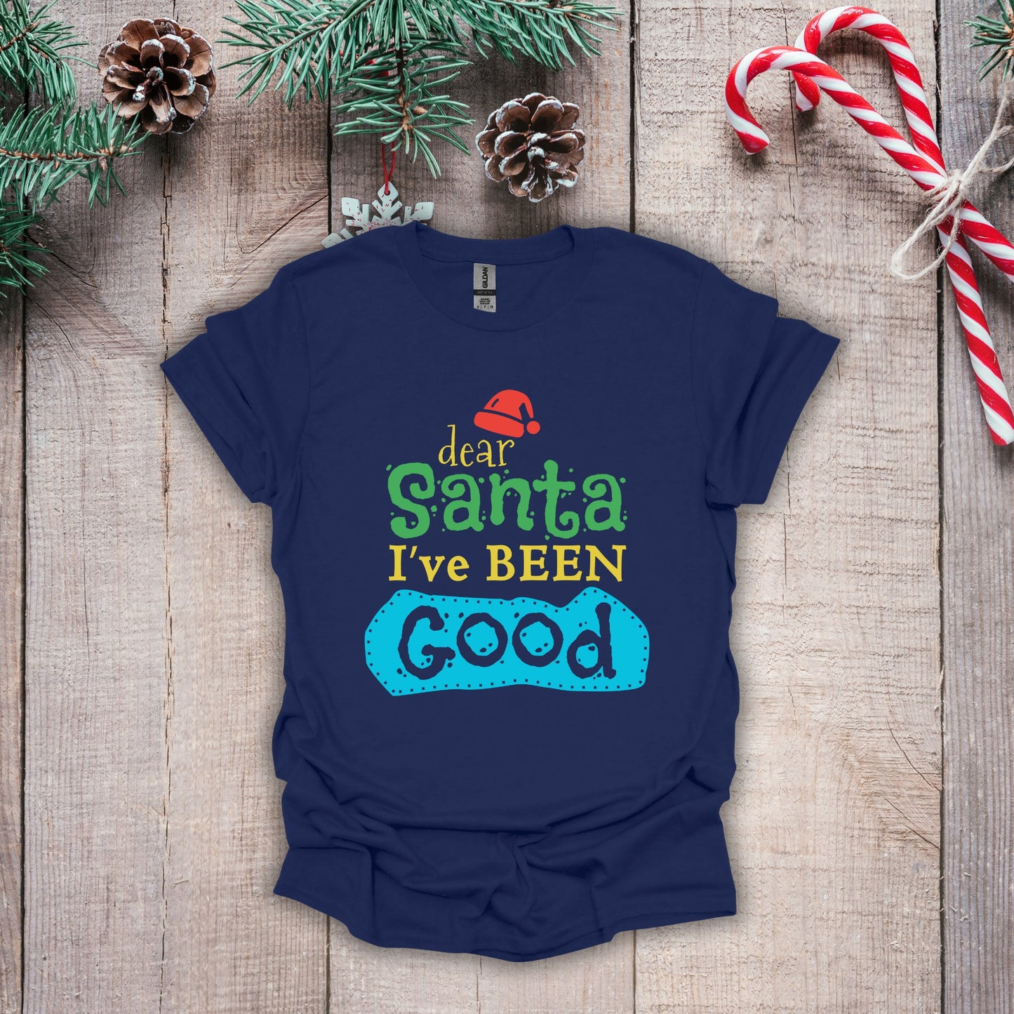 Christmas T-Shirt - Dear Santa I've Been Good - Cute Christmas Shirts - Youth and Adult Christmas TShirts T-Shirts Graphic Avenue Navy Adult Small 