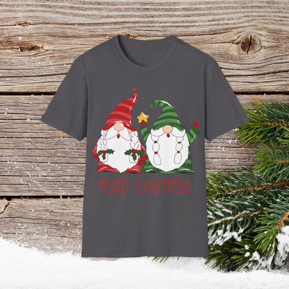 Christmas T-Shirt - Gnome Merry Christmas - Cute Christmas Shirts - Youth and Adult Christmas TShirts T-Shirts Graphic Avenue Charcoal Adult Small 