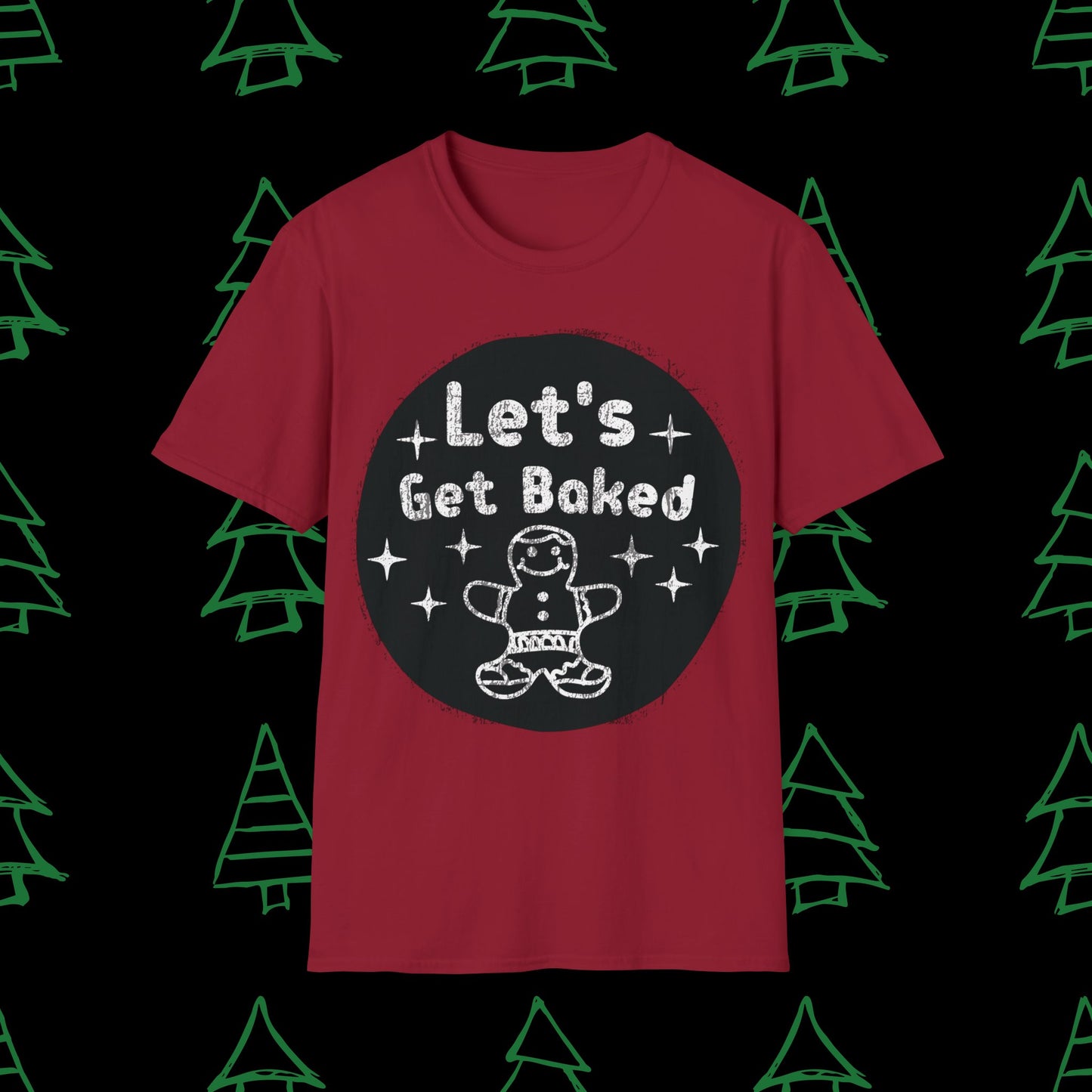 Christmas T-Shirt - Let's Get Baked - Mens Christmas Shirts - Adult Christmas TShirts T-Shirts Graphic Avenue Cardinal Red Adult Small 
