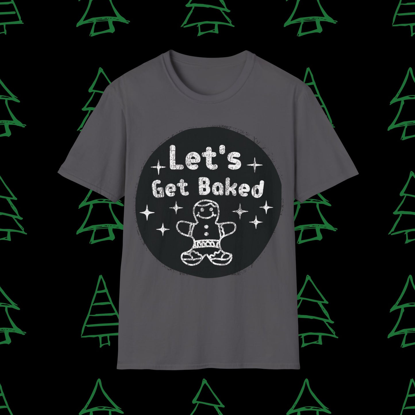 Christmas T-Shirt - Let's Get Baked - Mens Christmas Shirts - Adult Christmas TShirts T-Shirts Graphic Avenue Charcoal Adult Small 