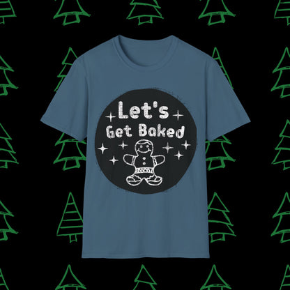 Christmas T-Shirt - Let's Get Baked - Mens Christmas Shirts - Adult Christmas TShirts T-Shirts Graphic Avenue Indigo Blue Adult Small 
