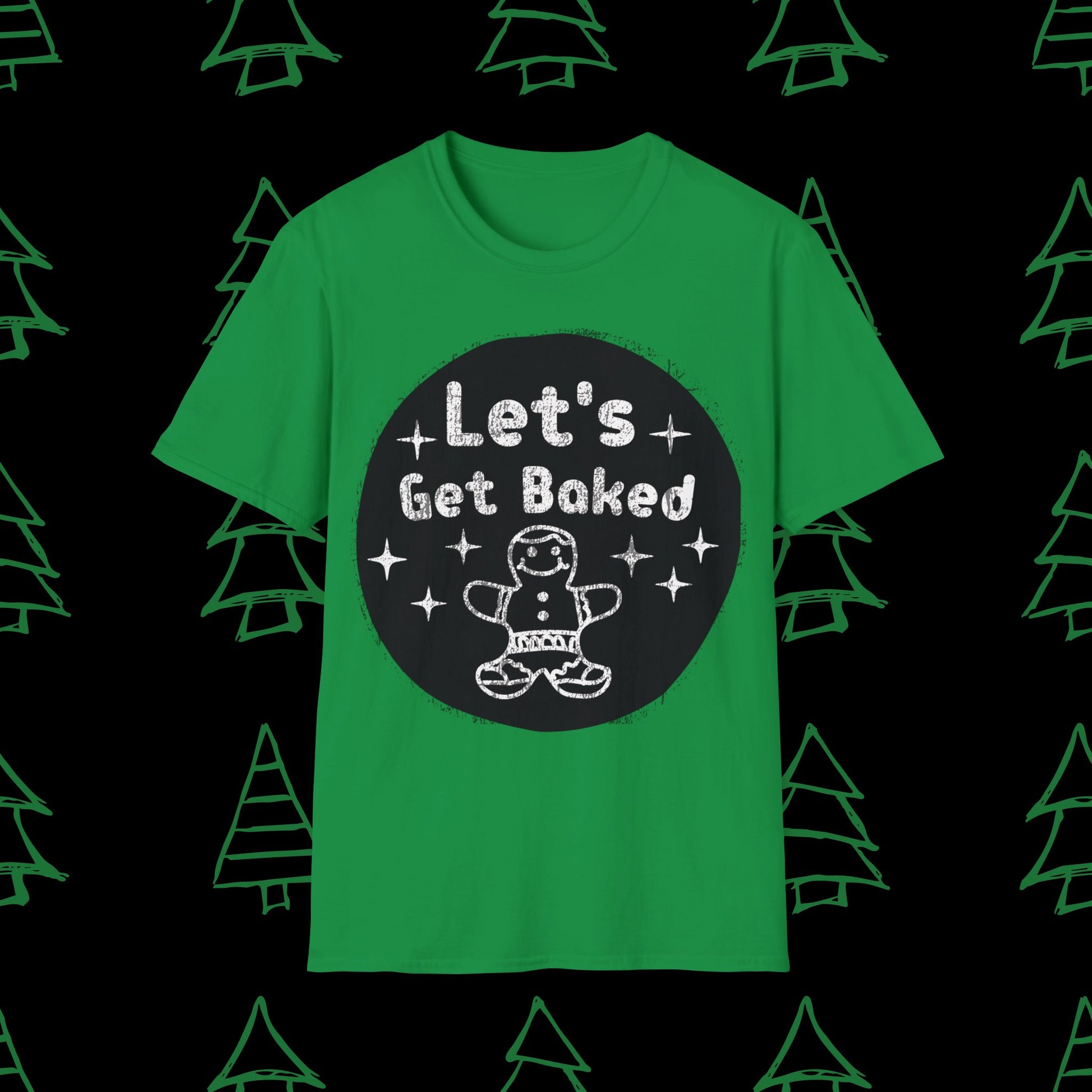 Christmas T-Shirt - Let's Get Baked - Mens Christmas Shirts - Adult Christmas TShirts T-Shirts Graphic Avenue Irish Green Adult Small 
