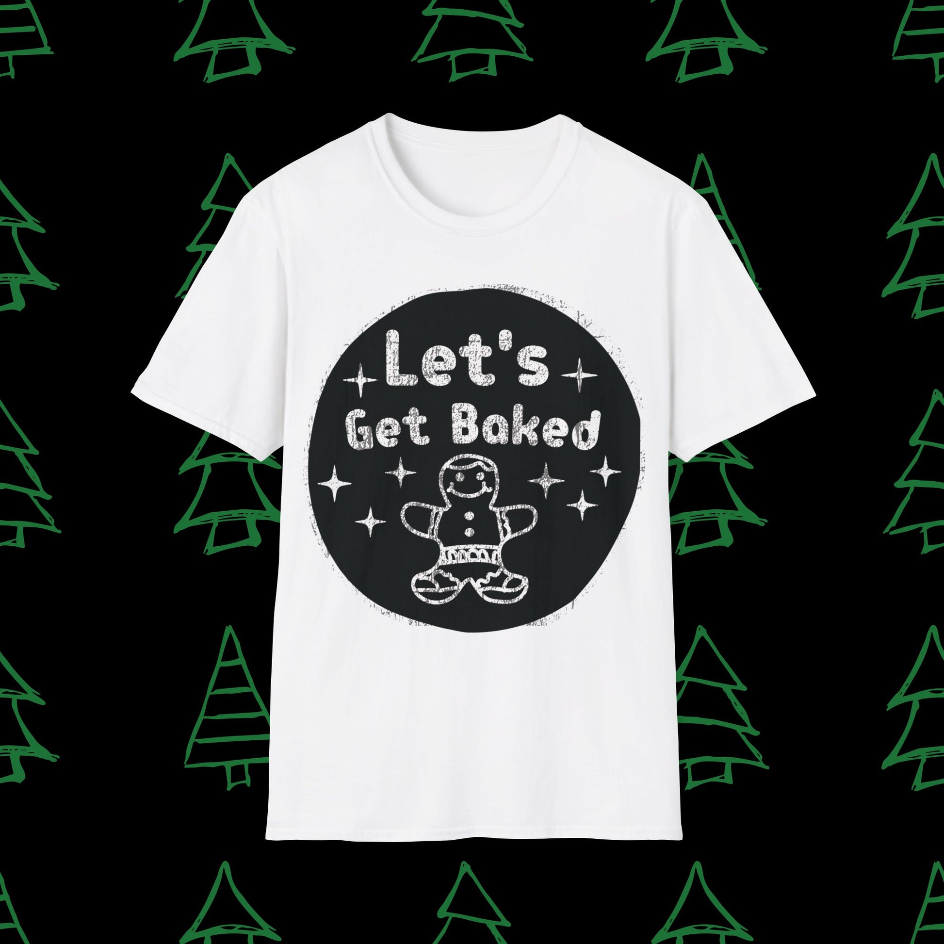 Christmas T-Shirt - Let's Get Baked - Mens Christmas Shirts - Adult Christmas TShirts T-Shirts Graphic Avenue White Adult Small 